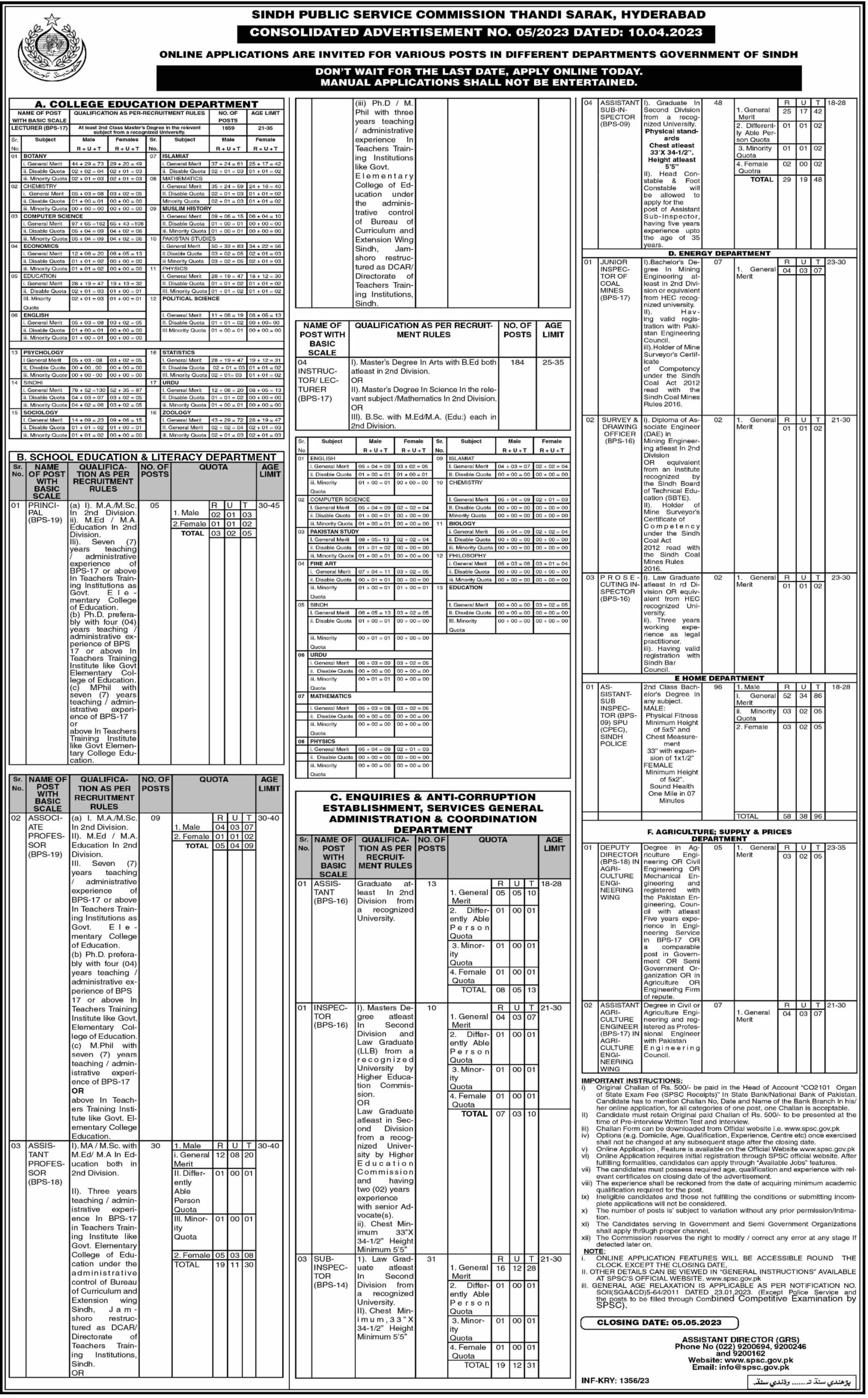 Sindh Public Service Commission (SPSC) Jobs Advertisement Paper