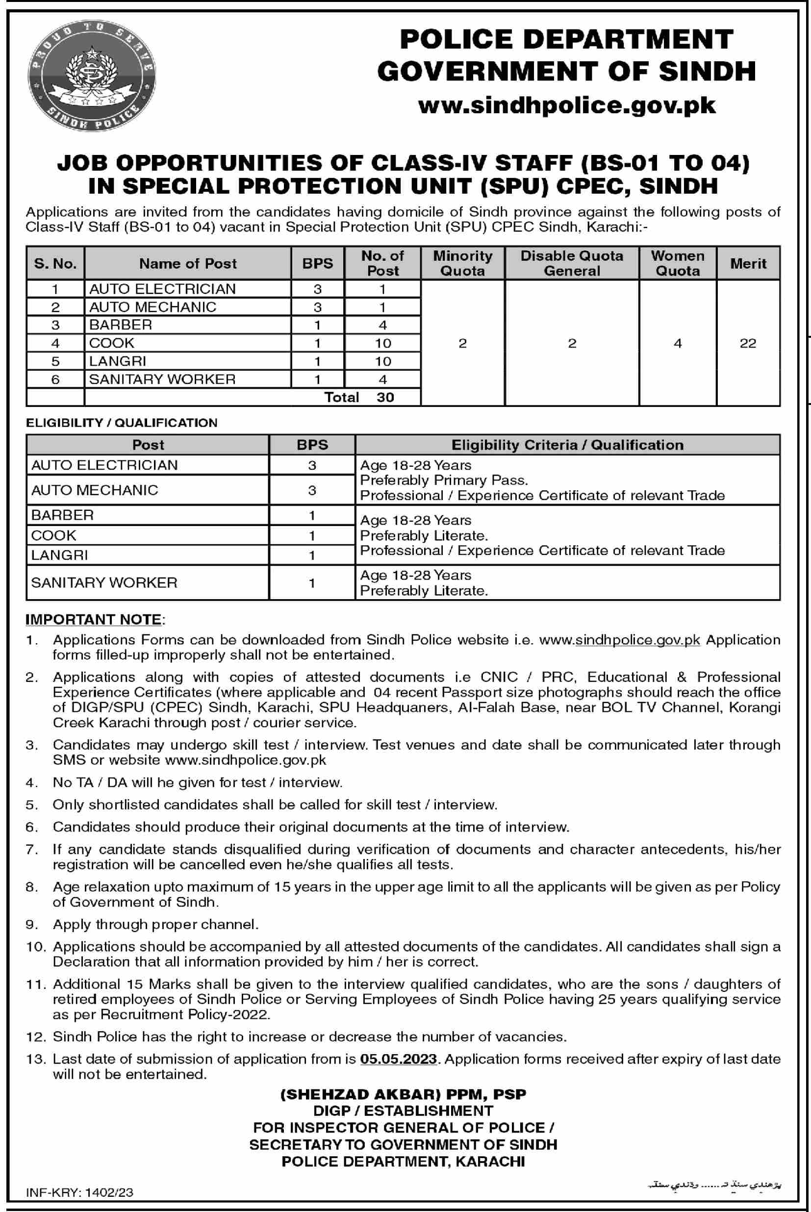 Sindh Police Jobs 2023 Advertisement 