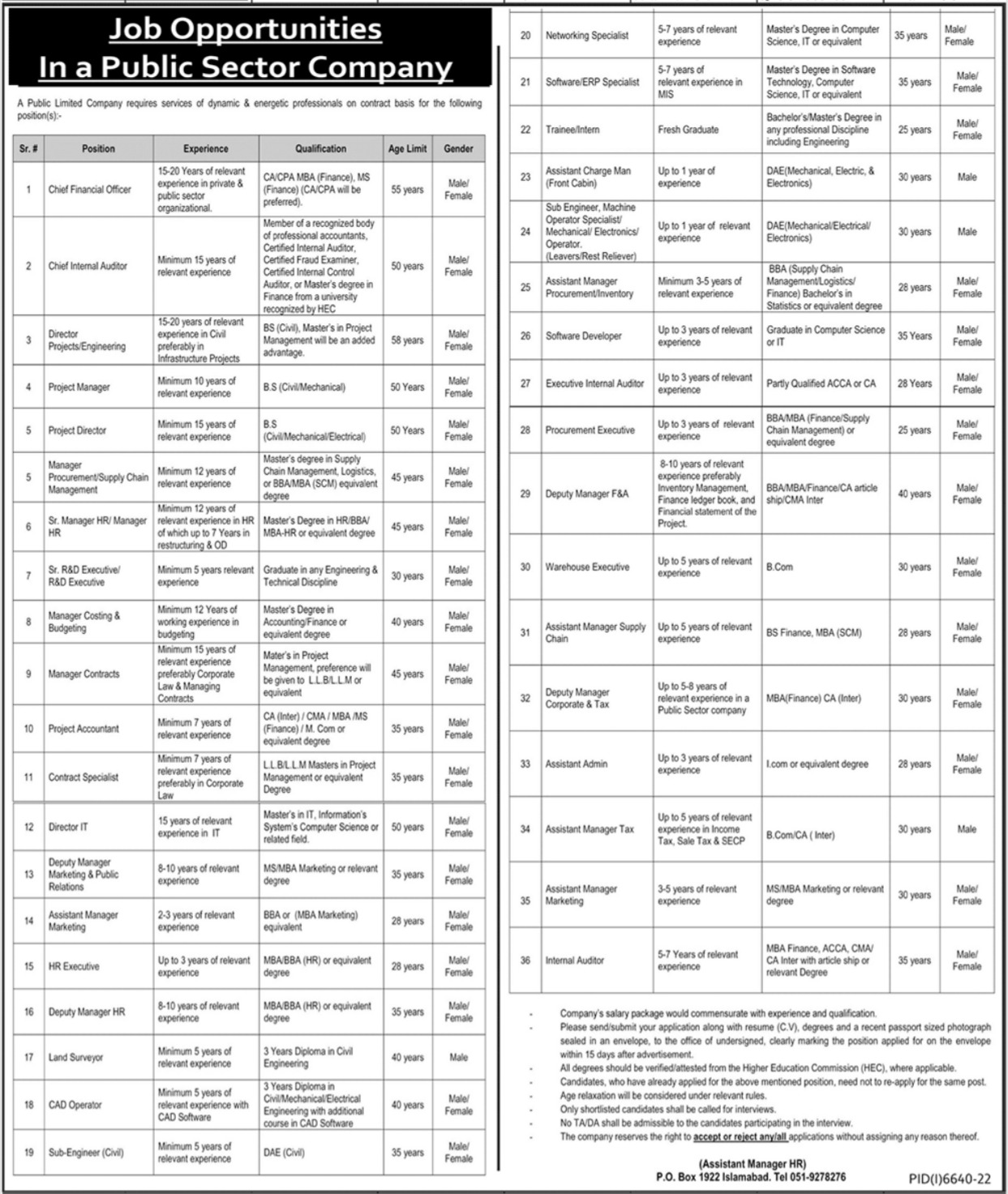 Public Sector Company Jobs Advertisement