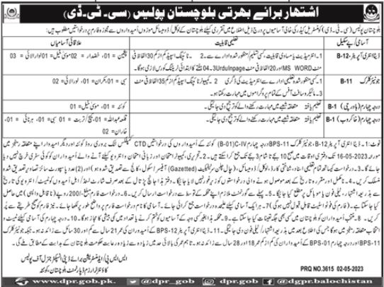 Balochistan Police CTD Jobs 2023