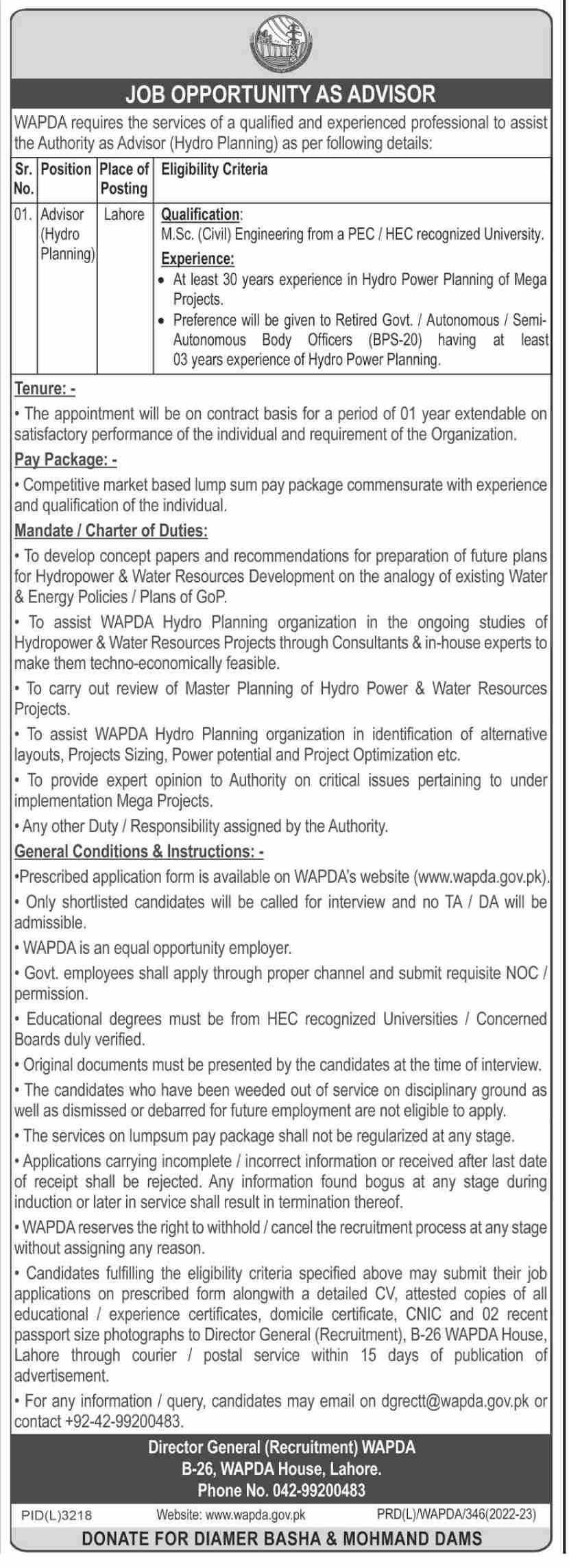 Latest Water And Power Development Authority WAPDA Jobs 2023