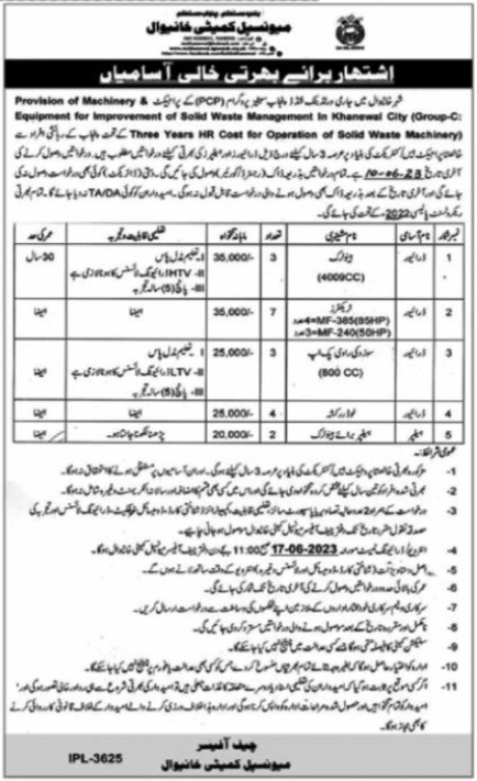 Municipal Committee Khanewal Jobs Advertisement