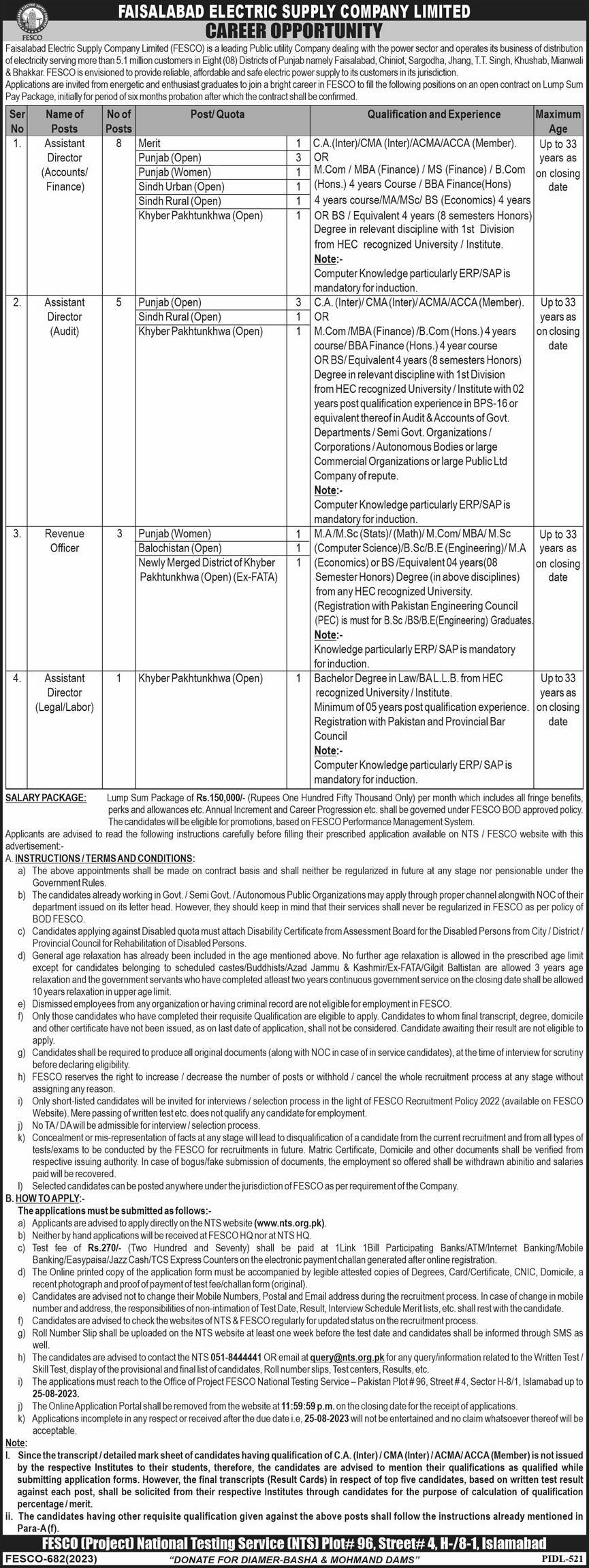 Faisalabad Electric Supply Company FESCO Jobs 2023 Advertisement