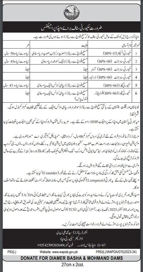 Water and Power Development Authority WAPDA Jobs 2023 Advertisement