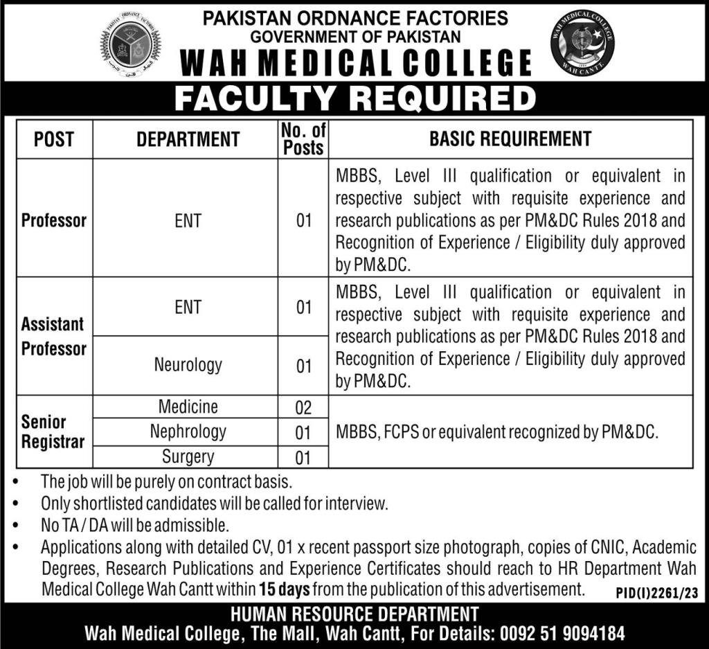 Pakistan Ordnance Factories POF Jobs 2023 Advertisement