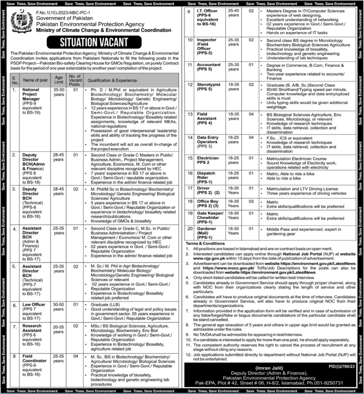 Ministry of Climate Change Jobs 2023 advertisement