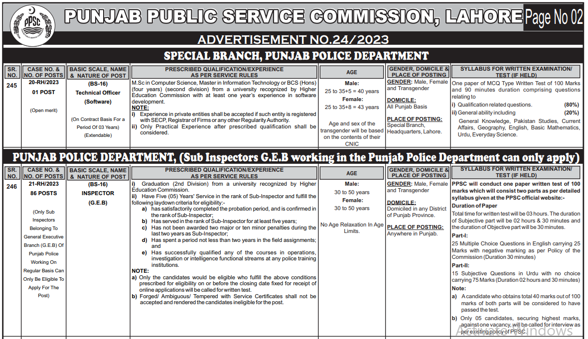 Punjab Police Jobs 2023 Advertisement