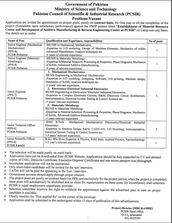 Ministry Of Science And Technology MOST Islamabad Jobs 2024 Advertisement